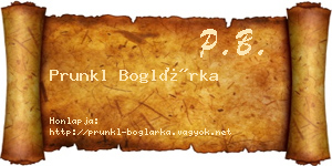 Prunkl Boglárka névjegykártya